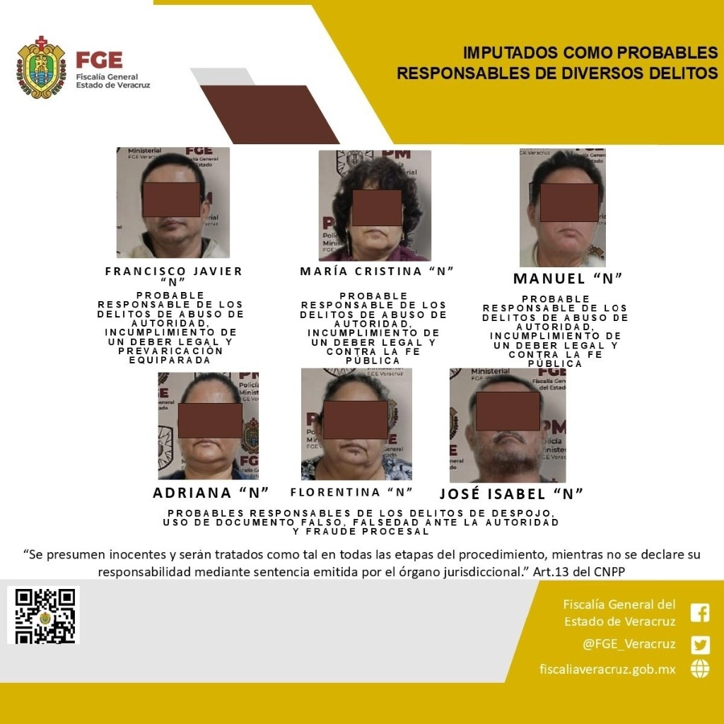 Imagen de los detenidos, difundida por la Fiscalía de Veracruz.
