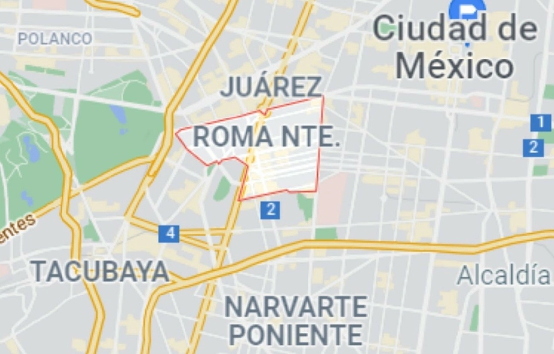 Los dos ciudadanos colombianos fueron detenidos en la colonia Roma Norte de la alcaldía Cuauhtémoc, por dar préstamos de dinero en efectivo a comerciantes, con cobros excesivos de intereses, en la Ciudad de México. Imagen tomada de Google Maps

