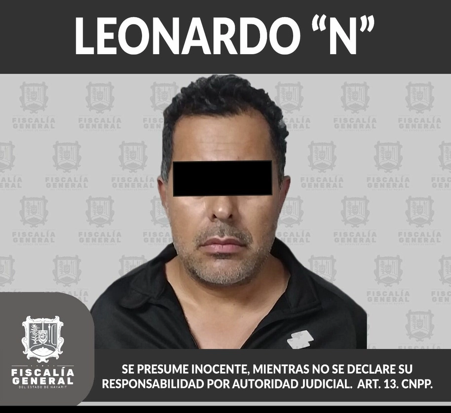 Leonardo "N" fue aprehendido como presunto responsable del delito de violación en Nayarit. Foto cortesía FGE