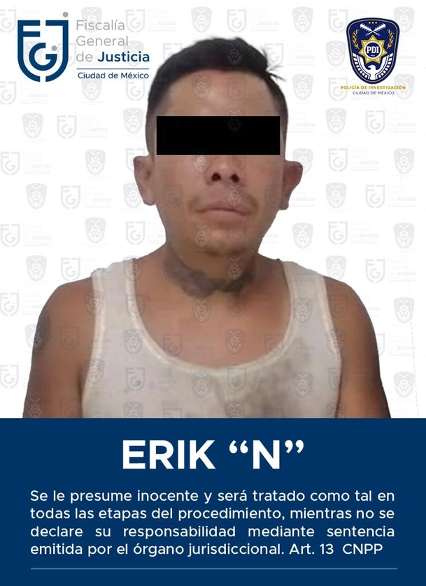 El hombre implicado en el feminicidio de una mujer en la colonia Tabacalera fue ubicado y aprehendido en la colonia Roma norte. Foto cortesía FGJCDMX.