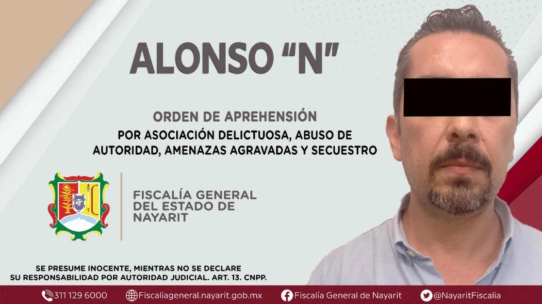 La Agencia de Investigación Criminal ejecutó la orden de aprehensión en contra de Alonso ‘N’. Foto Cortesía Fiscalía General de Nayarit 