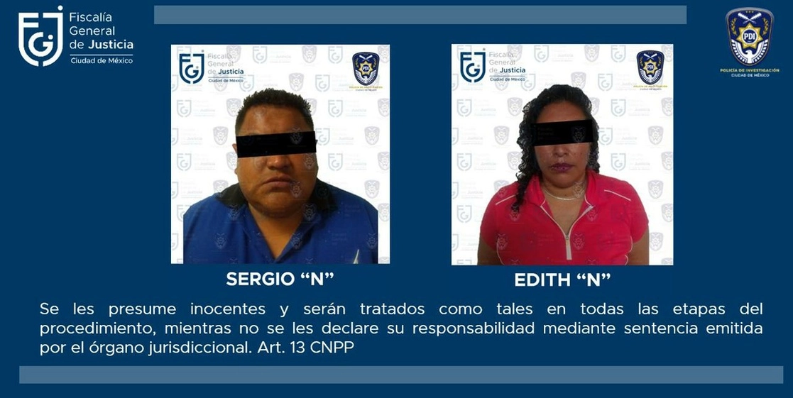 La pareja detenida en la colonia Las Águilas, está acusada de extorsionar a personas. Foto Fiscalía.