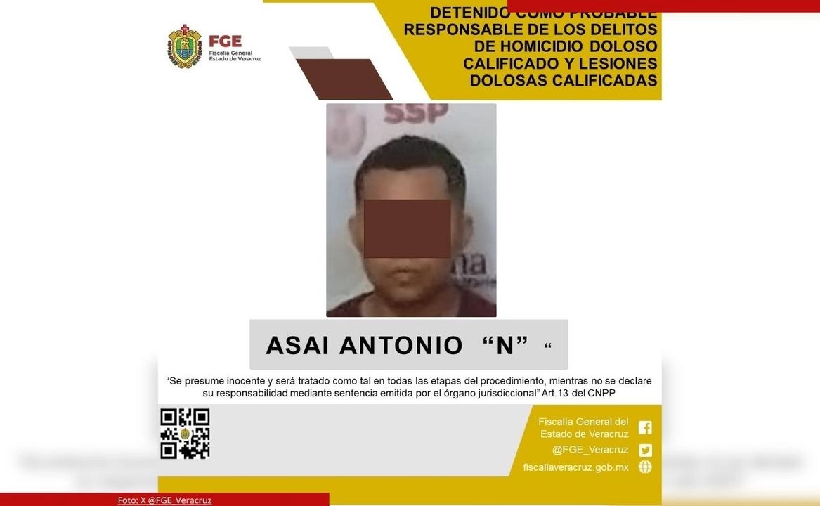 Asai Antonio “N” es señalado como el homicida de Yesenia Lara Gutiérrez, candidata de Morena a la presidencia municipal de Texistepec, Veracruz. Foto