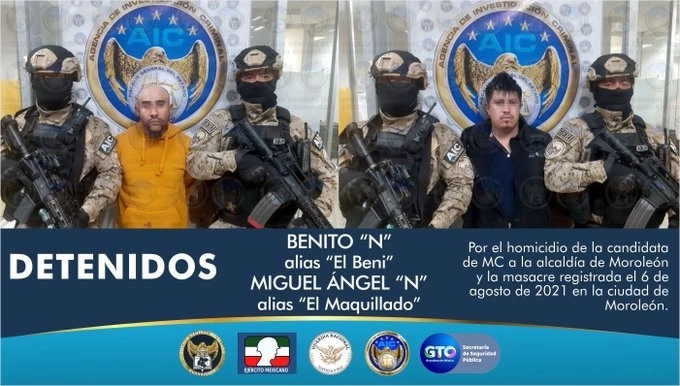 En operativo conjunto, la Sedena, la Fiscalía estatal y la SSP lograron la captura de los dos sospechosos. Foto tomada del Twitter de @diegosinhue 