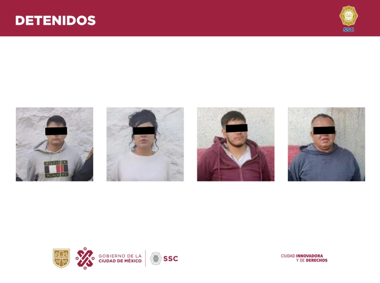 Los detenidos son presuntos integrantes de una banda dedicada al robo de casa habitación con violencia en la zona de Los Alpes, en Álvaro Obregón. Foto cortesía SSC