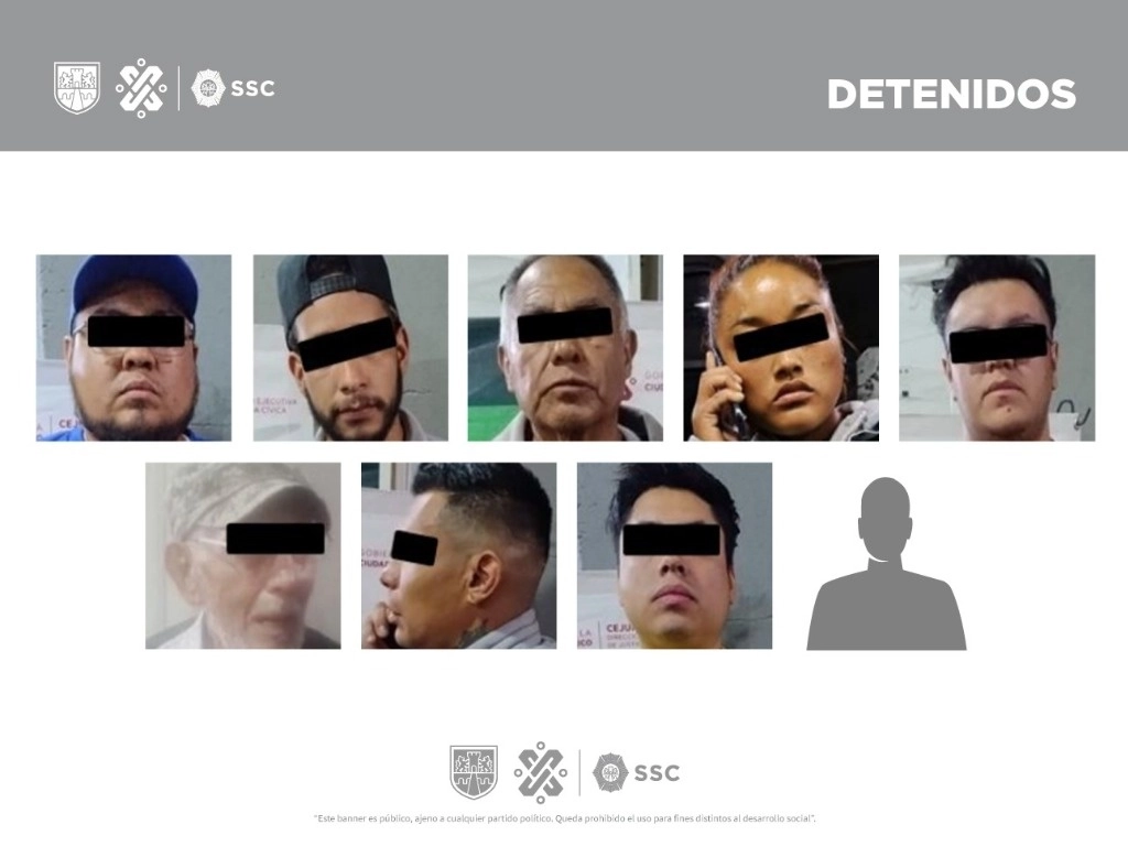 La SSC detuvo a 9 personas, entre ellas una menor de edad, quienes presuntamente revendían boletos del encuentro de futbol América-Tigres. Foto SSC