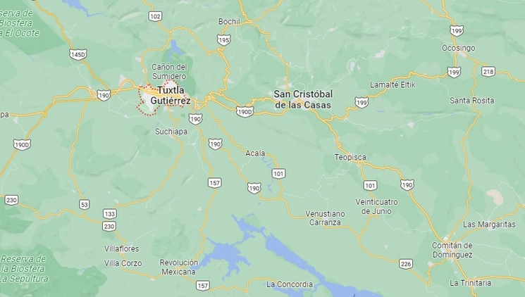 Policías de Tuxtla Gutiérrez detuvieron “en flagrancia” a Ervin N, por su presunta responsabilidad en el delito de amenazas contra la activista Maricruz Velazco Nájera, madre de víctima de feminicidio y fundadora de la organización Madres en Resistencia. Imagen tomada de Google Maps