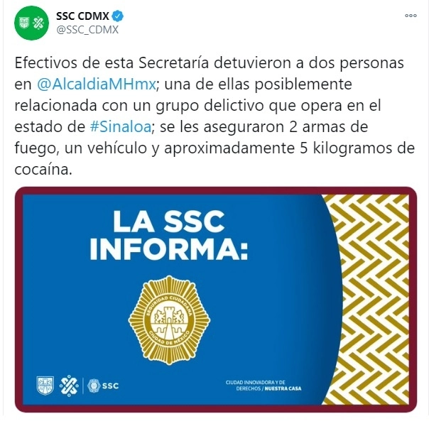 En la cuenta oficial de la dependencia se dio a conocer la información