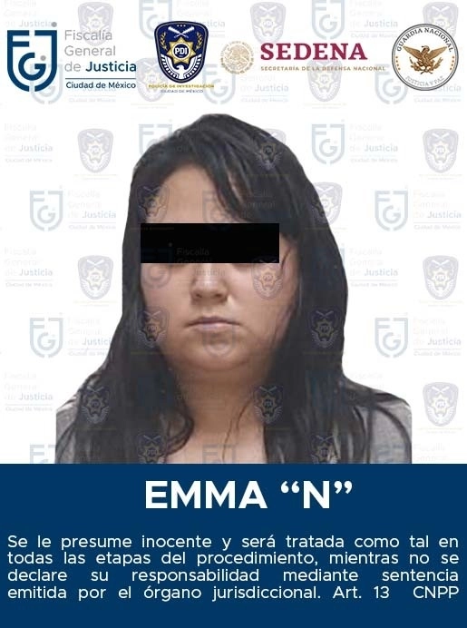 Los indicios asegurados y Emma Mariana N fueron puestos a disposición del Ministerio Público. Foto Fiscalía General de Justicia de la CDMX