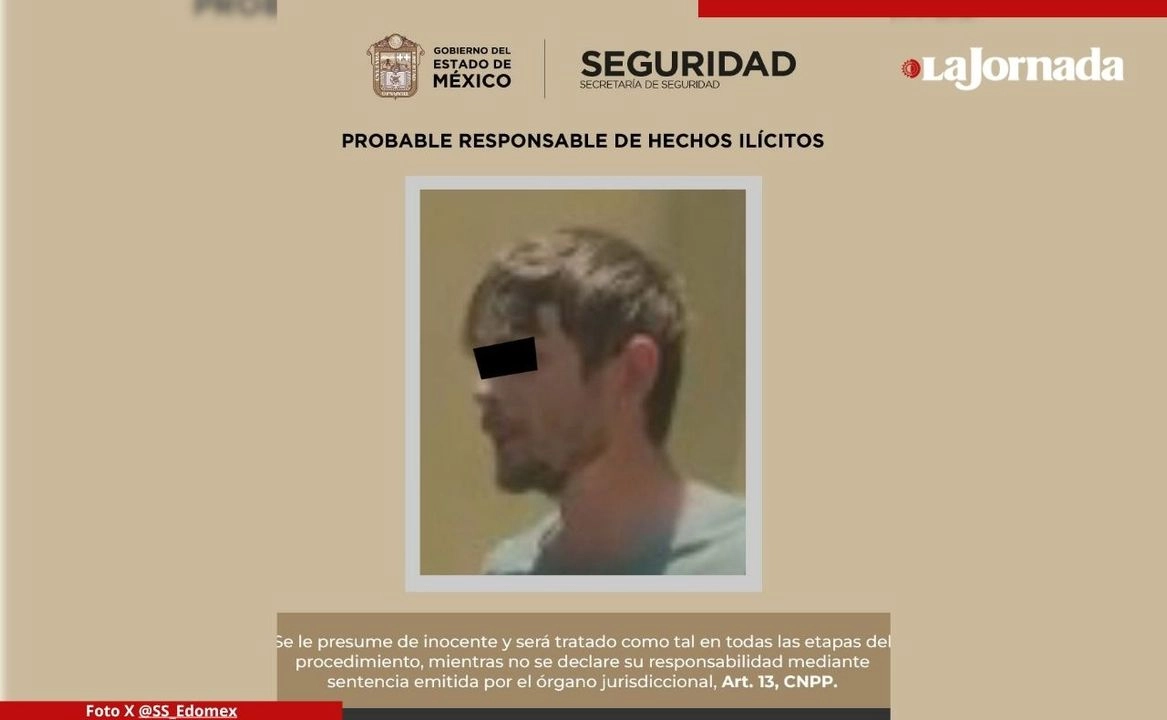 Al momento de su detención el sujeto identificado como James "N" tenía una herida en una mano, por lo que fue trasladado a un hospital para recibir atención médica y luego fue entregado a la FGJ del estado de México. Foto 