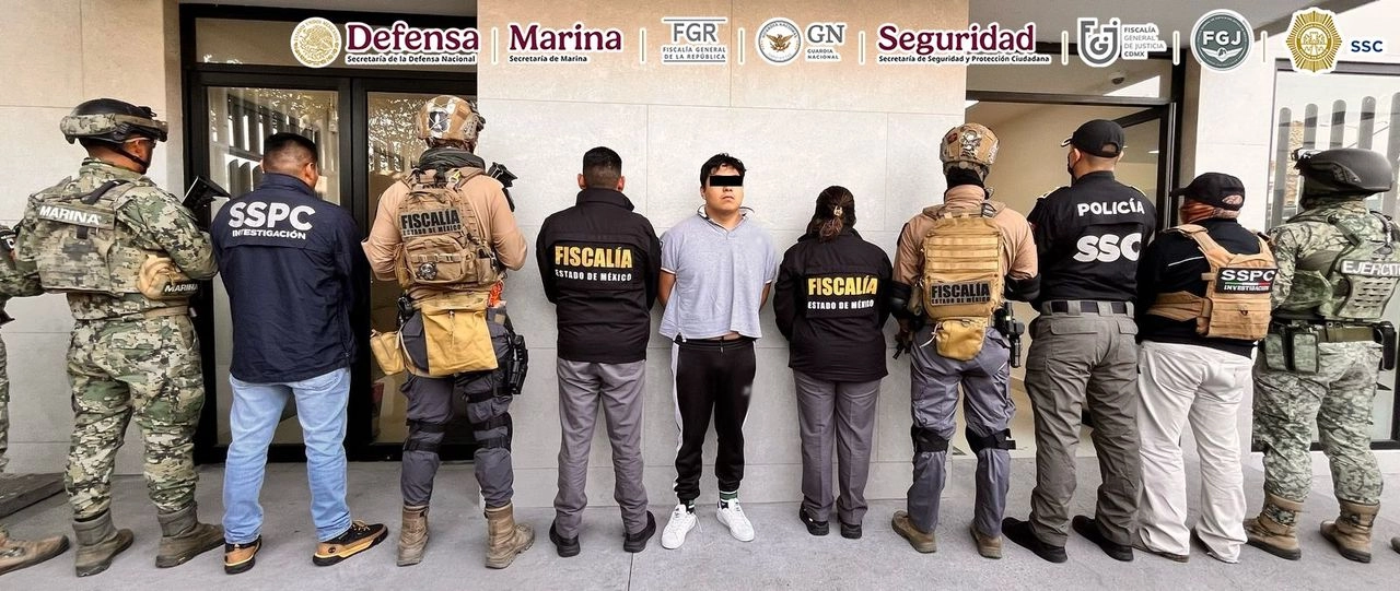 Autoridades informaron que en la captura de Brandon Salvador participaron elementos de las secretarías de Seguridad y Protección Ciudadana, de la Defensa y de Marina, en coordinación con FGR, Guardia Nacional, autoridades capitalinas y del Edomex. Foto cortesía 