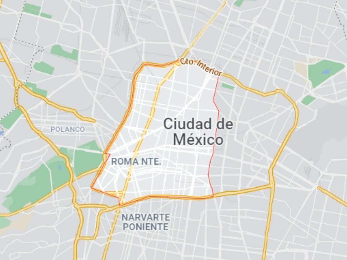 Los dos presuntos delincuentes fueron detenidos por elementos de la SCC en calles de la alcaldía Cuauhtémoc, Ciudad de México. Imagen tomada de Google Maps