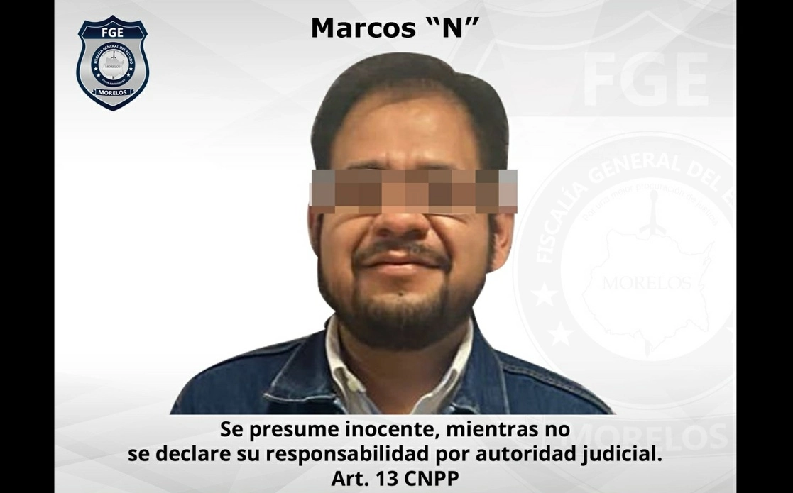 El ex diputado local de Morelos, Marcos ‘N’ es acusado del delito de violación y fue detenido en la colonia Vista Hermosa de Cuernavaca. Foto Tomada del Twitter @Fiscalia_Mor