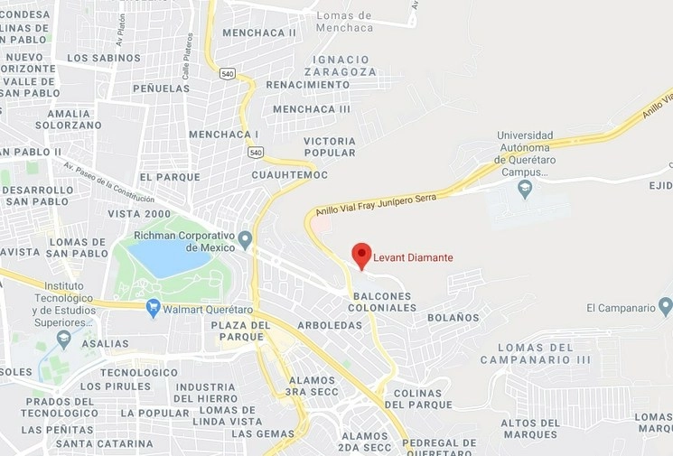 El sujeto fue detenido en el conjunto habitacional Levant Diamante, en Querétaro. Captura de imagen de Google Maps