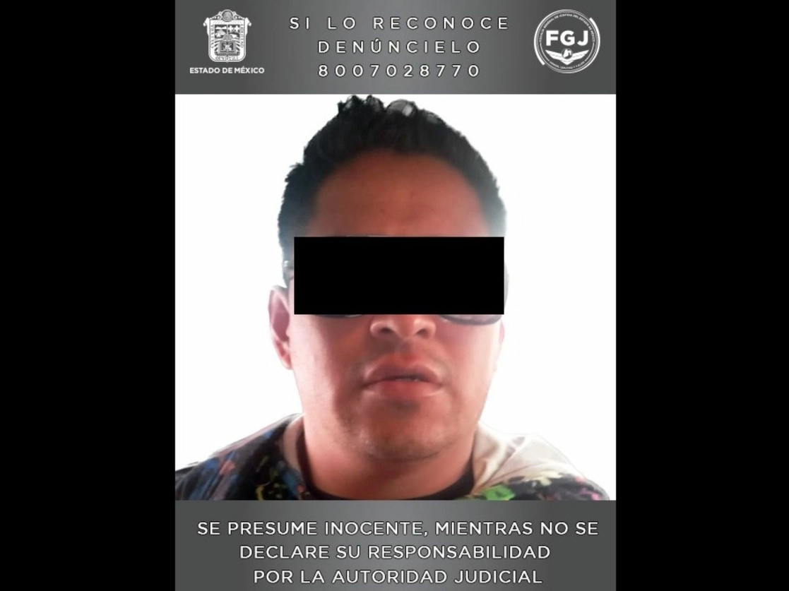 Mario Alberto ‘N’ fue detenido en el municipio de Tecamac, estado de México. Foto cortesía FGJEM