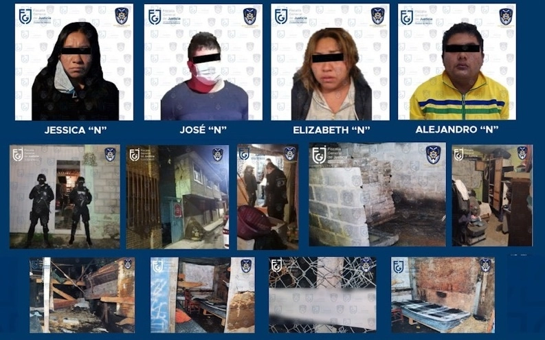 Los cuatro presuntos secuestradores fueron trasladados a respectivos reclusorios y las casas fueron aseguradas. Foto Fiscalía