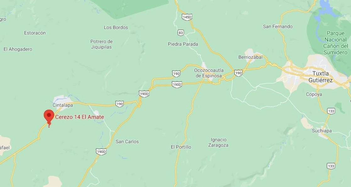 El inculpado se encuentra preso en el penal de El Amate, que se ubica en el municipio de Cintalapa, Chiapas. Imagen tomada de Google Maps