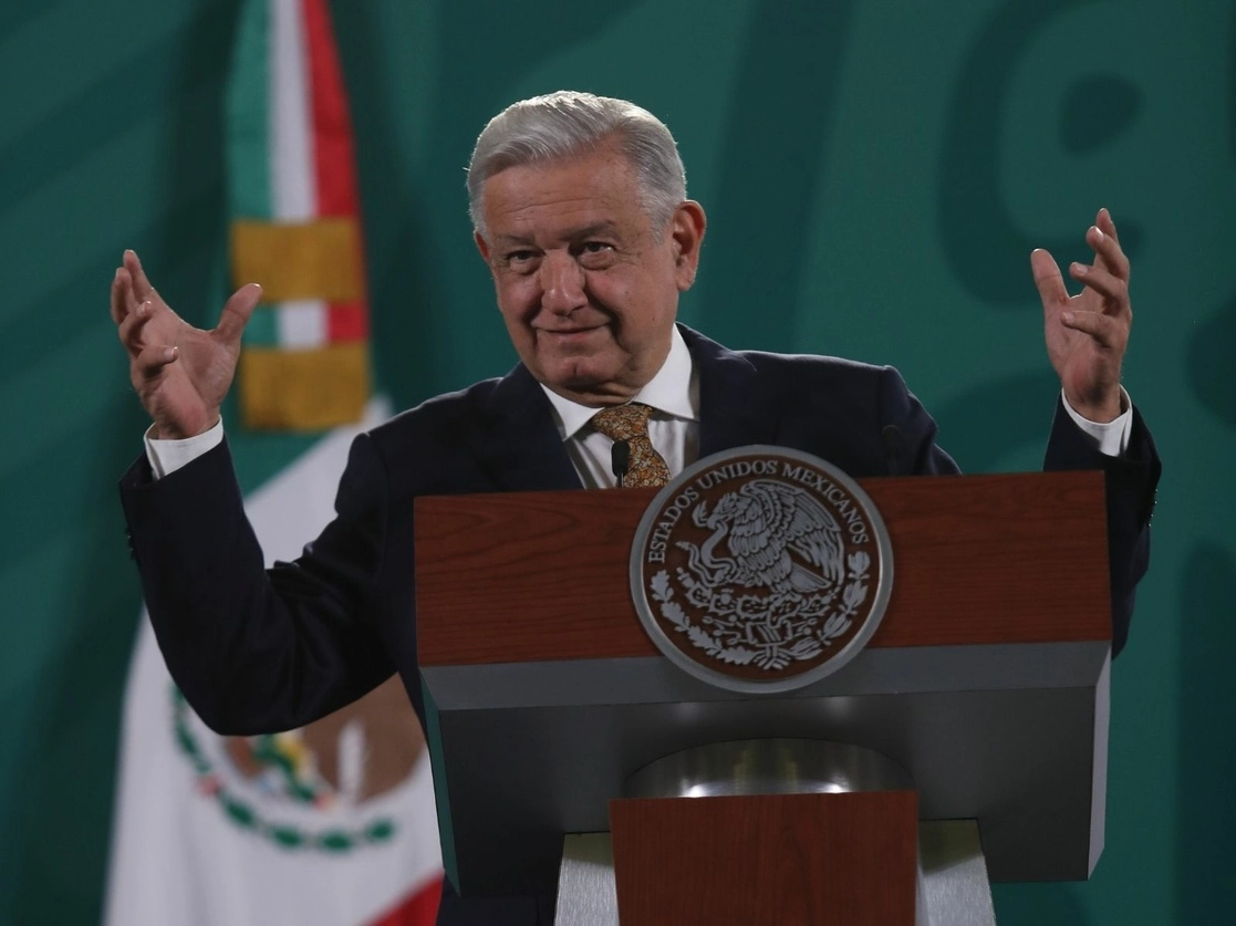 El presidente de México, Andrés Manuel López Obrador, durante su conferencia presidencial matutina en Palacio Nacional, en la Ciudad de México, el 18 de agosto de 2021. Foto Yazmín Ortega Cortés