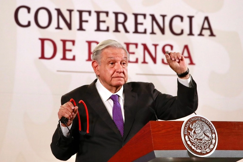 El presidente de México, Andrés Manuel López Obrador, durante su conferencia matutina en Palacio Nacional, en la Ciudad de México, el 12 de marzo de 2024. Foto Luis Castillo