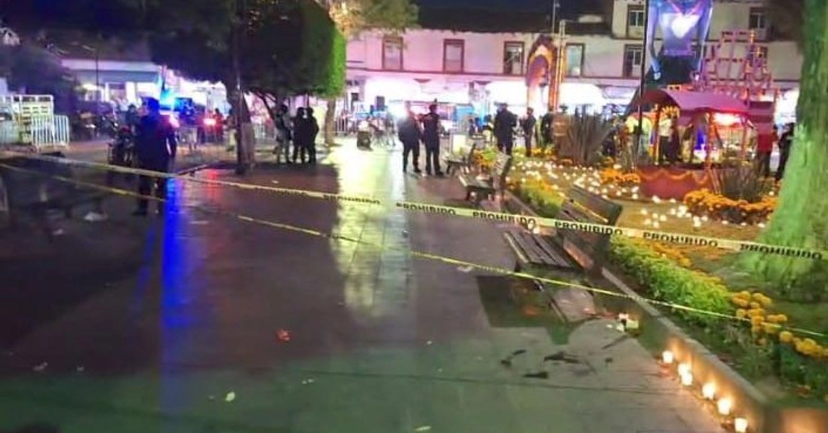 Plaza principal de Uruapan, Michoacán, tras el asesinato del alcalde Carlos Manzo. 