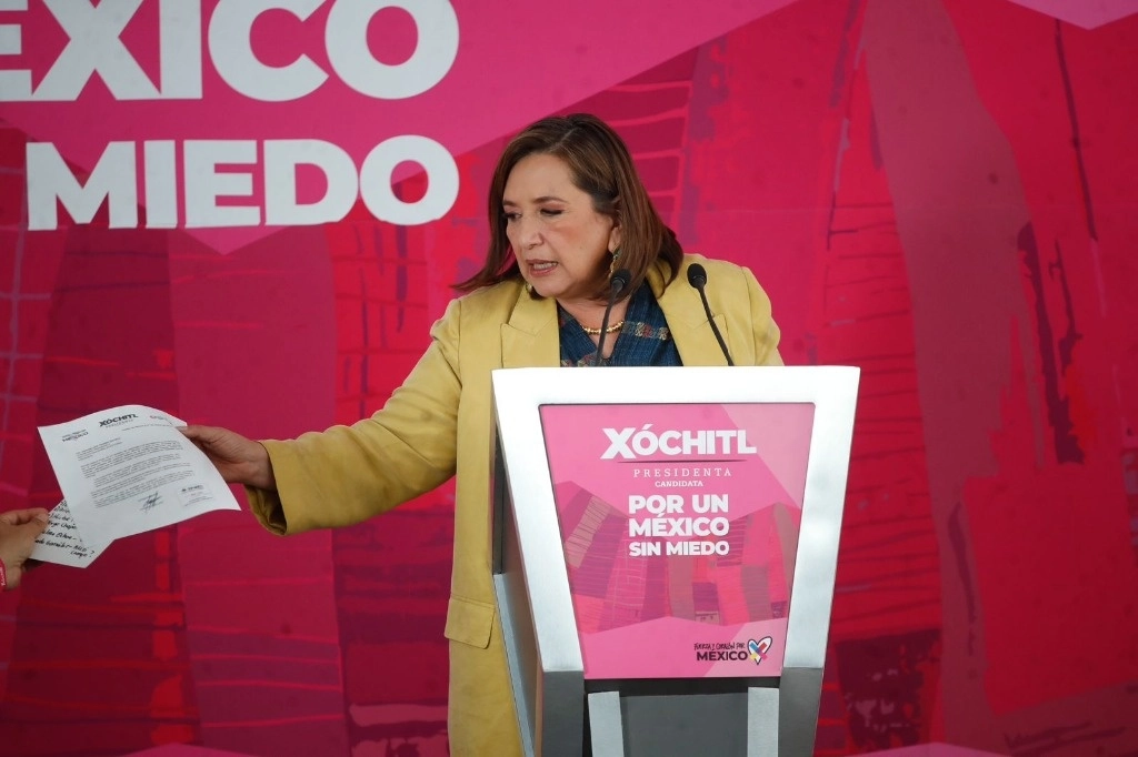 Xóchitl Gálvez durante su conferencia de prensa. Foto Cristina Rodríguez