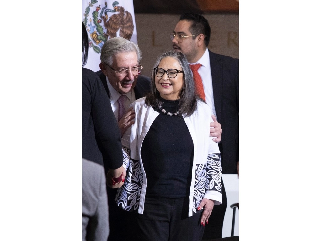 El ministro Luis María Aguilar Morales y la ministra presidenta de la Suprema Corte de Justicia, Norma Lucía Piña Hernández, en el Encuentro Internacional sobre Independencia Judicial, en la Ciudad de México. Foto María Luisa Severiano 