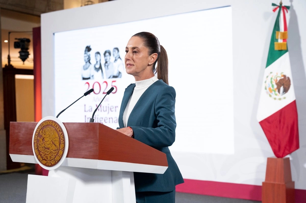 La presidenta Claudia Sheinbaum Pardo durante su conferencia de ayer. Foto 