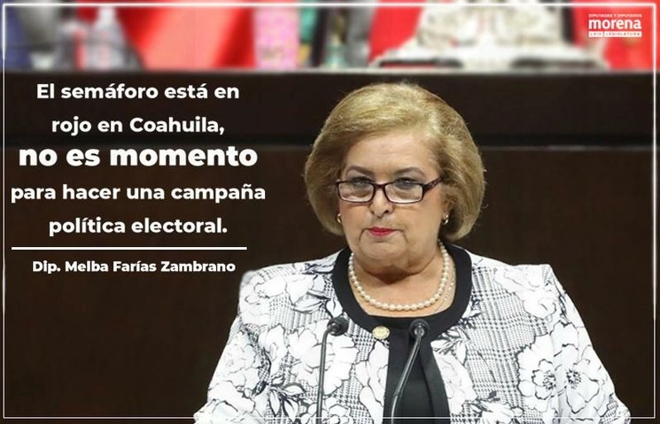 Diputadas y diputados de Morena se pronunciaron porque las autoridades sanitarias del gobierno federal y el INE, posterguen nuevamente, al año próximo, las elecciones en los estados de Coahuila e Hidalgo. Imagen difundida por la cuenta en Twitter @DiputadosMorena