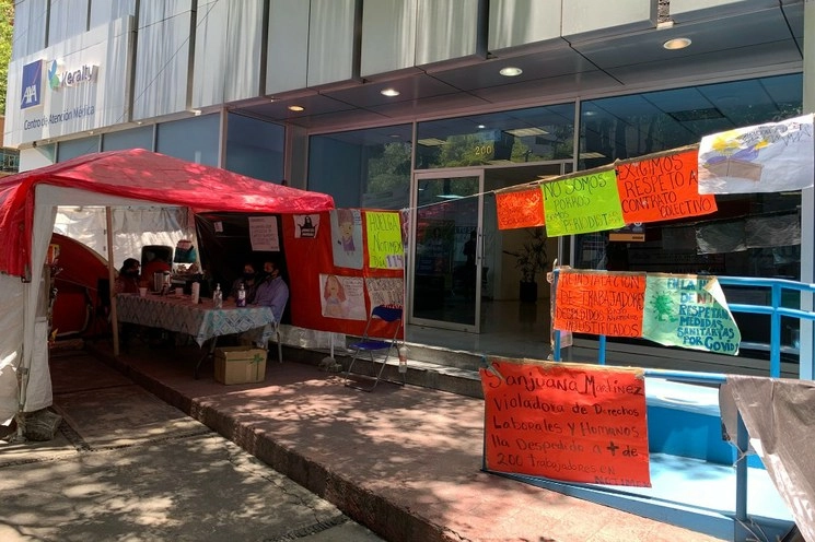 Huelga de trabajadores de Notimex, en junio pasado. Foto José Antonio López