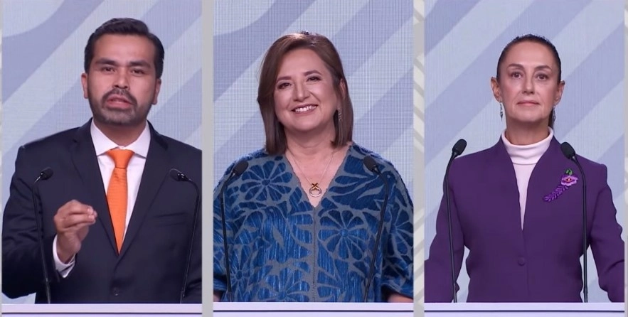 Claudia Sheinbaum (Morena-PT-PVEM), quien se pronunció por conservar el sistema político actual, consignado en la Constitución, y criticó arreglos coyunturales del pasado. Captura de pantalla transmisión INE