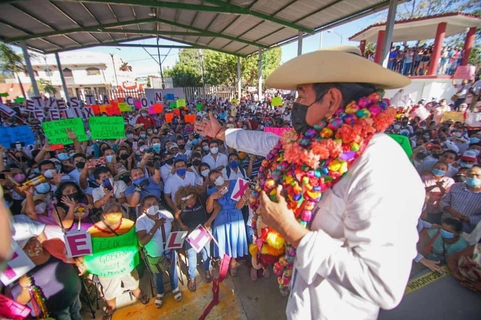 El candidato de Morena a la gubernatura de Guerrero, Félix Salgado Macedonio durante un evento de campaña. Foto tomada de su página de Facebook 
