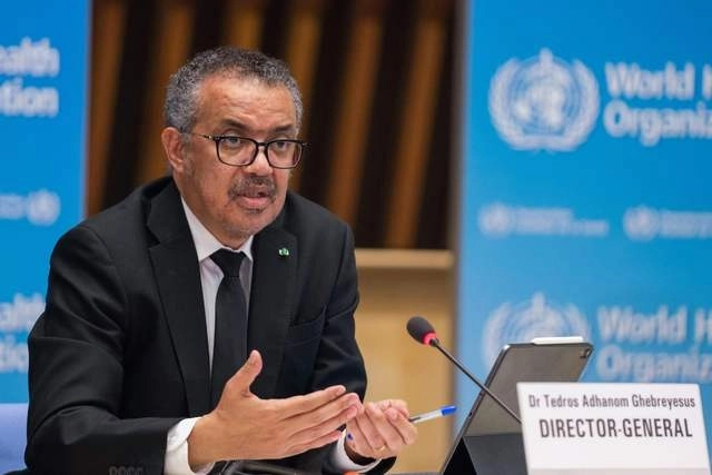 Tedros Adhanom Ghebreyesus, director general de la OMS durante el informe de la tendencia de la pandemia del Covid-19 en varias regiones del mundo. Foto Afp 