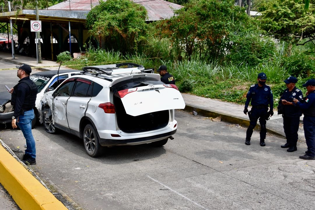 Aspectos de la zona donde fue atacado el presunto traficante de personas en Tapachula, Chiapas. Foto