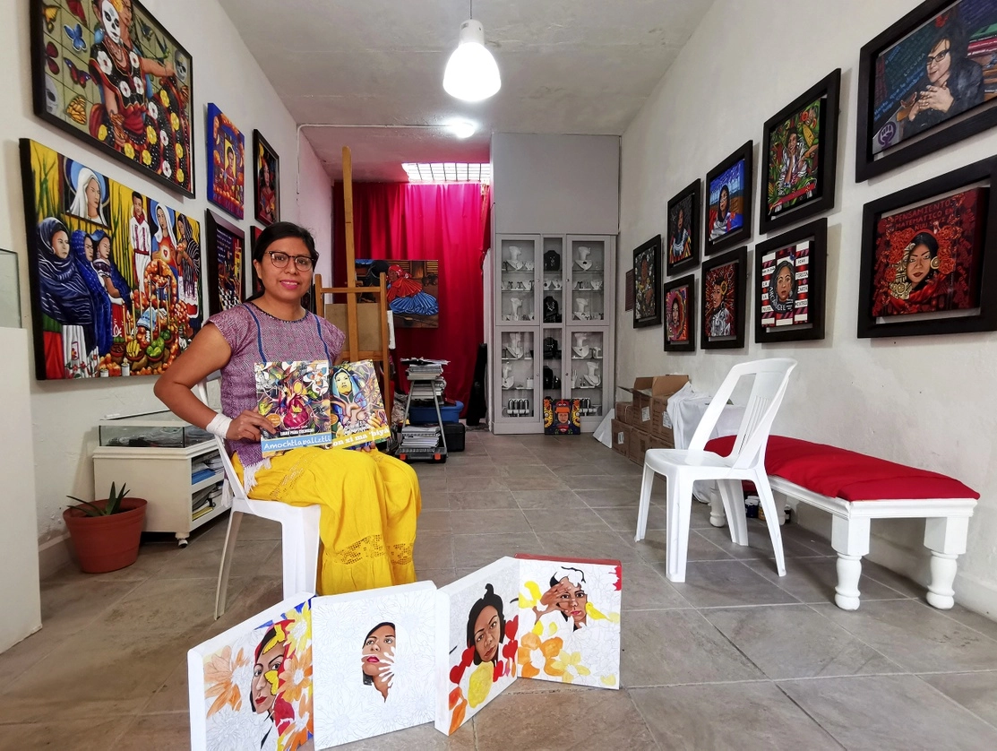 En la imagen,  la pintora oaxaqueña Guadalupe Reyes. Foto Alfredo Valadez Rodriguez