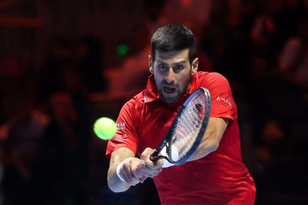 El tenista serbio Novak Djokovic durante el torneo de exhibición Six Kings Slam en Arabia Saudita, el 18 de octubre de 2025. Foto 