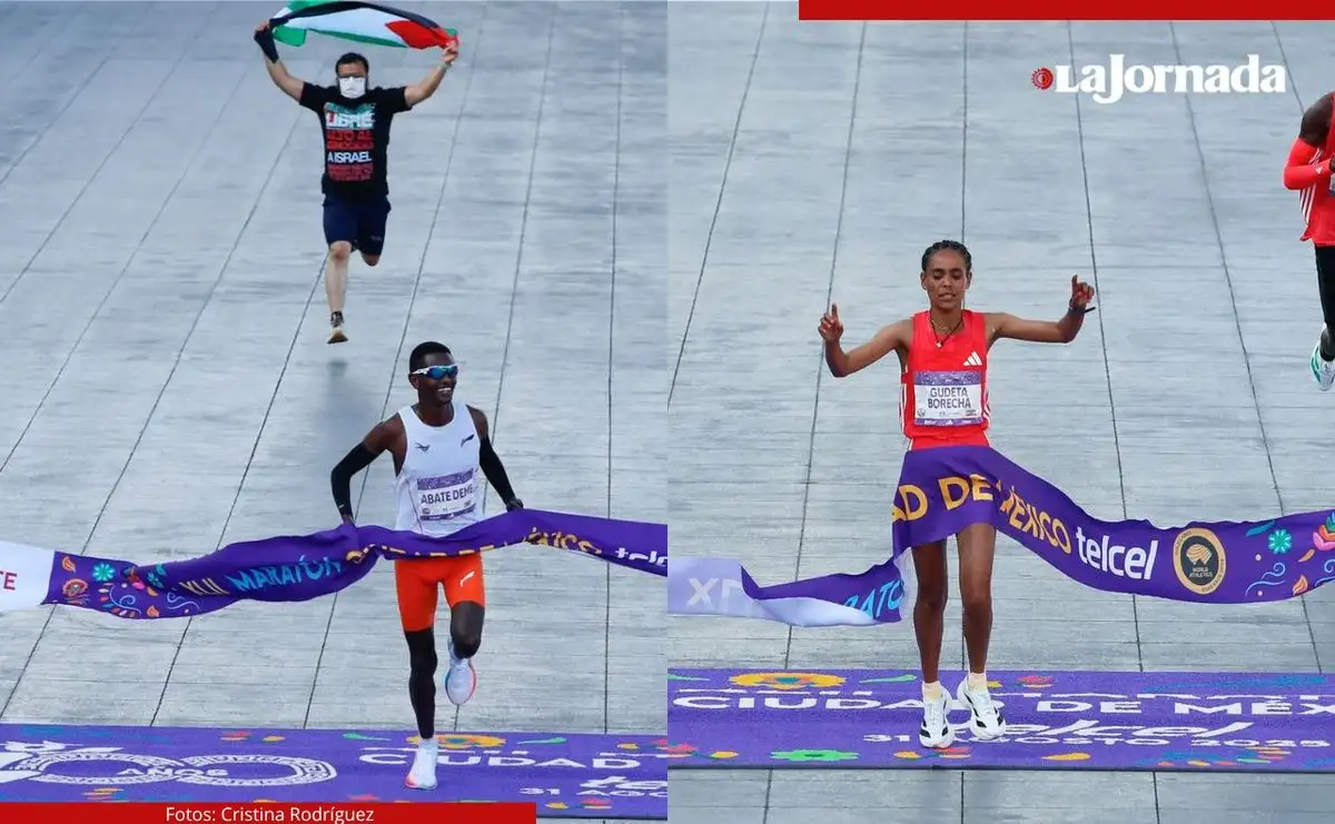 Tadu Abate Deme (I), de Etiopía, fue el vencedor de la 42 edición del Maratón de la Ciudad de México en la categoría Libre varonil, de 18 a 34 años. Su connacional Bekelech Gudeta Borecha hizo lo propio en la categoría Libre Femenil. Fotos 