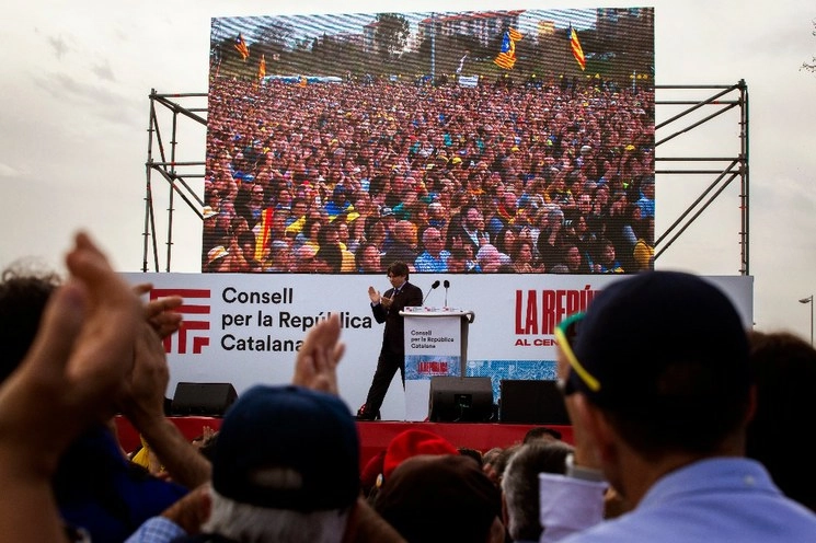 Carles Puigdemont durante el acto. Foto Ao