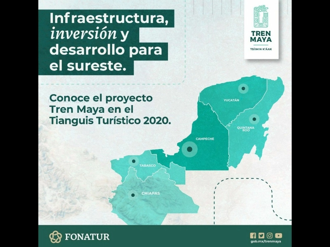 La construcción del tramo 5 del Tren Maya, que correrá de Cancún a Tulum, será construida en dos fases y por dos consorcios, aseguró Alejandro Varela Arellano, director jurídico del Fondo Nacional del Fomento al Turismo. Imagen tomada del Twitter de @FonaturMX