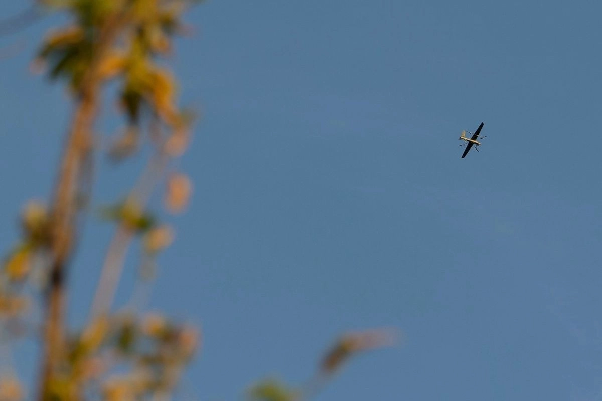 Dron ruso volando en la región de Donetsk, Ucrania, el 9 de septiembre de 2025. Foto 
