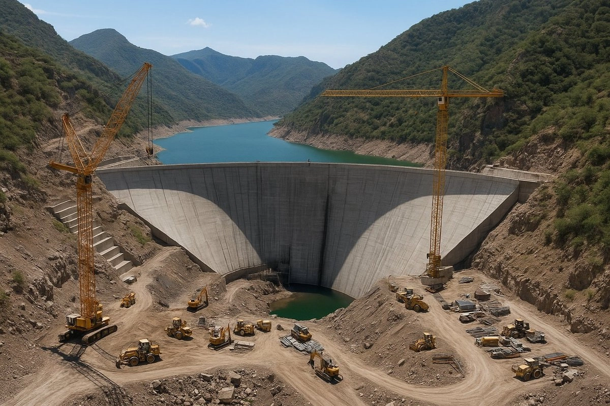 Autoridades de la Conagua aseguran que pese al bloqueo de los transportistas, la obra de construcción del a presa Tunal II, en Durango, continúan. Foto 