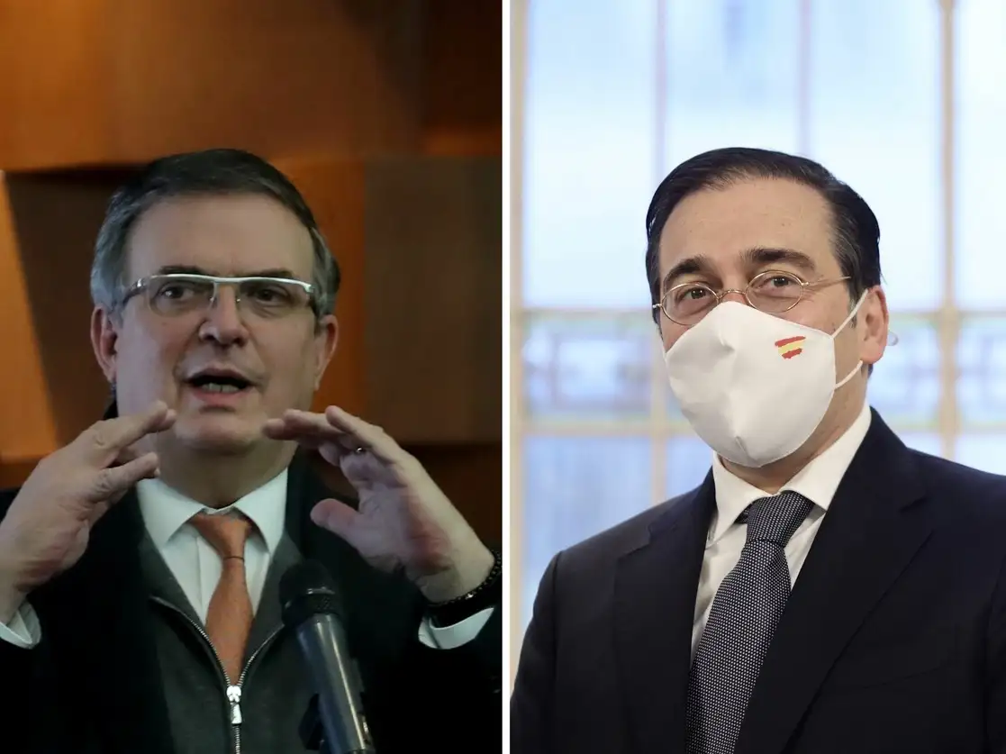 Los cancilleres de México y España, Marcelo Ebrard y José Manuel Albares, respectivamente, conversaron anoche por teléfono sobre las declaraciones del presidente mexicano, Andrés Manuel López Obrador, quien propuso hacer una “pausa” en la relación entre ambos países. Foto Roberto García Ortiz y Europa Press / Archivo

