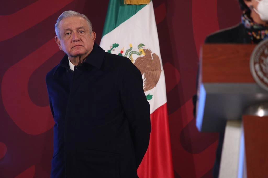 El presidente Andrés Manuel López Obrador durante su conferencia matutina en Palacio Nacional, en la Ciudad de México, el 18 de enero de 2022. Foto María Luisa Severiano