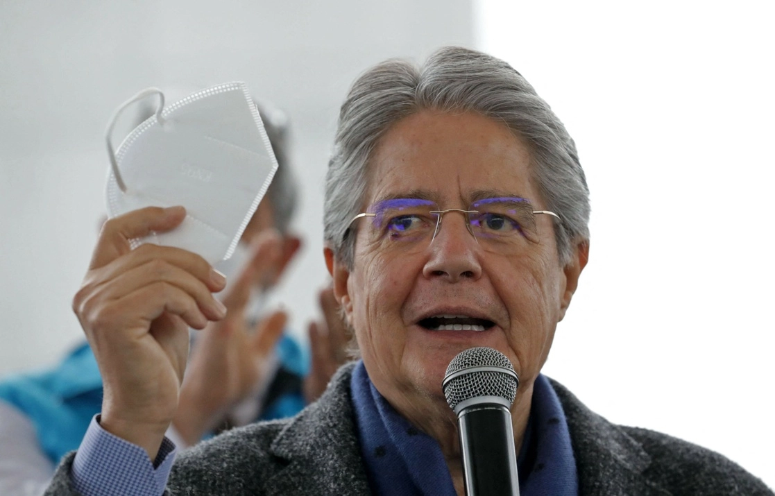 Guillermo Lasso en conferencia de prensa este jueves. Foto Afp