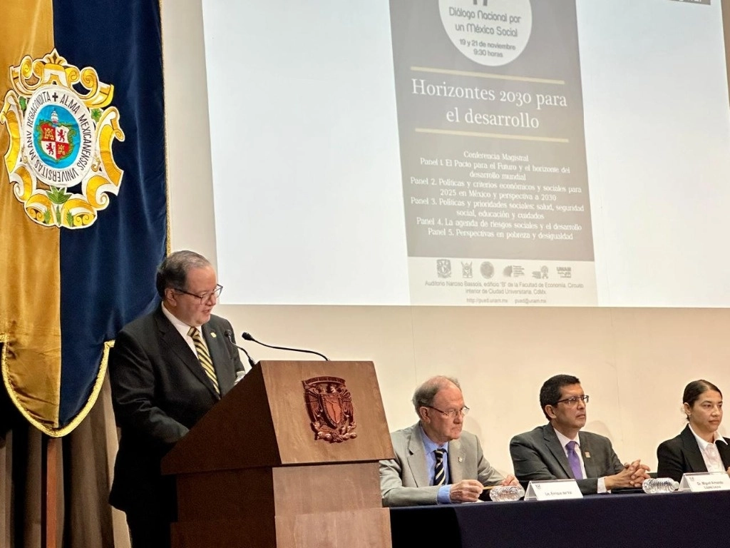 El rector Lomelí inauguró la edición 17 del “Diálogo por un México Social. Horizontes 2030 para el desarrollo”. Imagen tomada de https://x.com/UNAM_MX