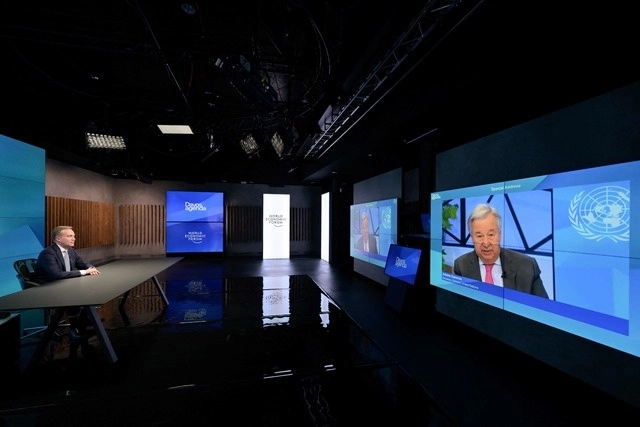 El foro económico la Agenda de Davos 2022 se realizó de manera virtual. Foto Afp