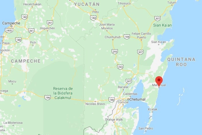 El alcalde de Mahahual, Obed Durón Gómez, fue ultimado con arma de fuego la noche del lunes en el filtro sanitario de dicha comunidad, lo cual provocó un enfrentamiento con policías rurales que custodiaban el acceso. Imagen tomada de www.google.com/maps