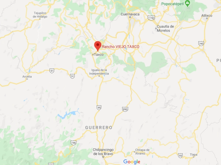Cuatro personas fueron ejecutadas la víspera en las inmediaciones de la comunidad de Rancho Viejo, municipio de Taxco de Alarcón, en la zona norte de Guerrero. Imagen tomada de Google Maps
