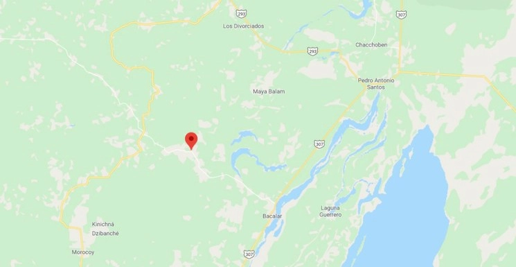 Román Guzmán González fue ejecutado con arma de fuego en su rancho “Las Mariposas”, ubicado en la carretera Bacalar-Reforma. Captura de imagen de Google Maps