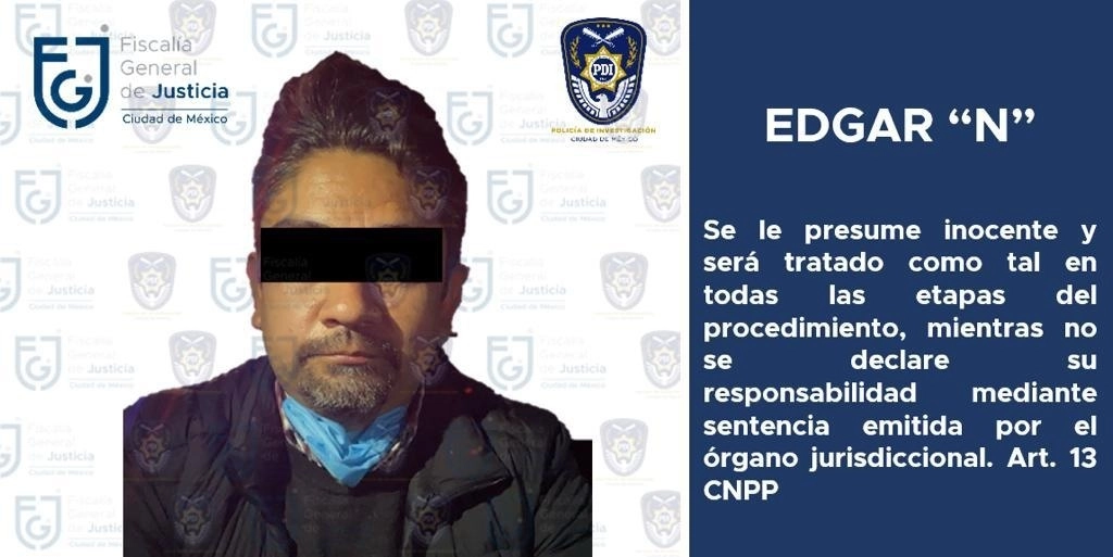 Personal de la Fiscalía General de Justicia de la Ciudad de México ejecutó una tercera orden de aprehensión en contra de Edgar Tungüí Rodríguez. Foto cortesía de la FGJ-CDMX