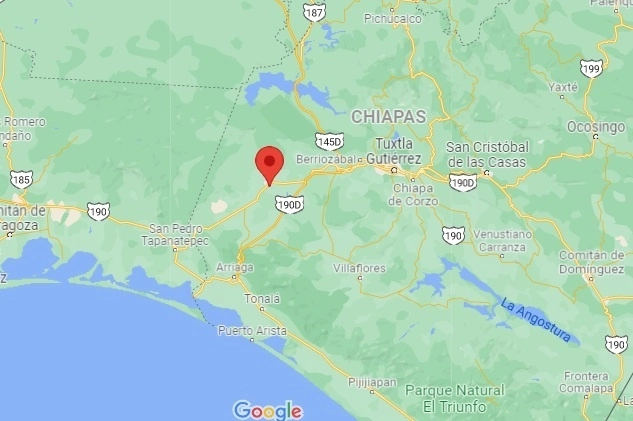 Ejidatarios de los Chimalapas piden la intervención de la Secretaría de Gobernación debido a que comuneros de Benito Juárez, Oaxaca, impiden el paso a la localidad de Díaz Ordaz. Imagen de Google Maps